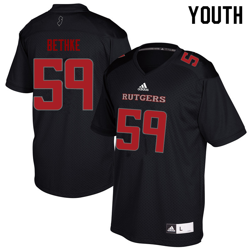 Youth #59 Drew Bethke Rutgers Scarlet Knights College Football Jerseys Sale-Black - Click Image to Close